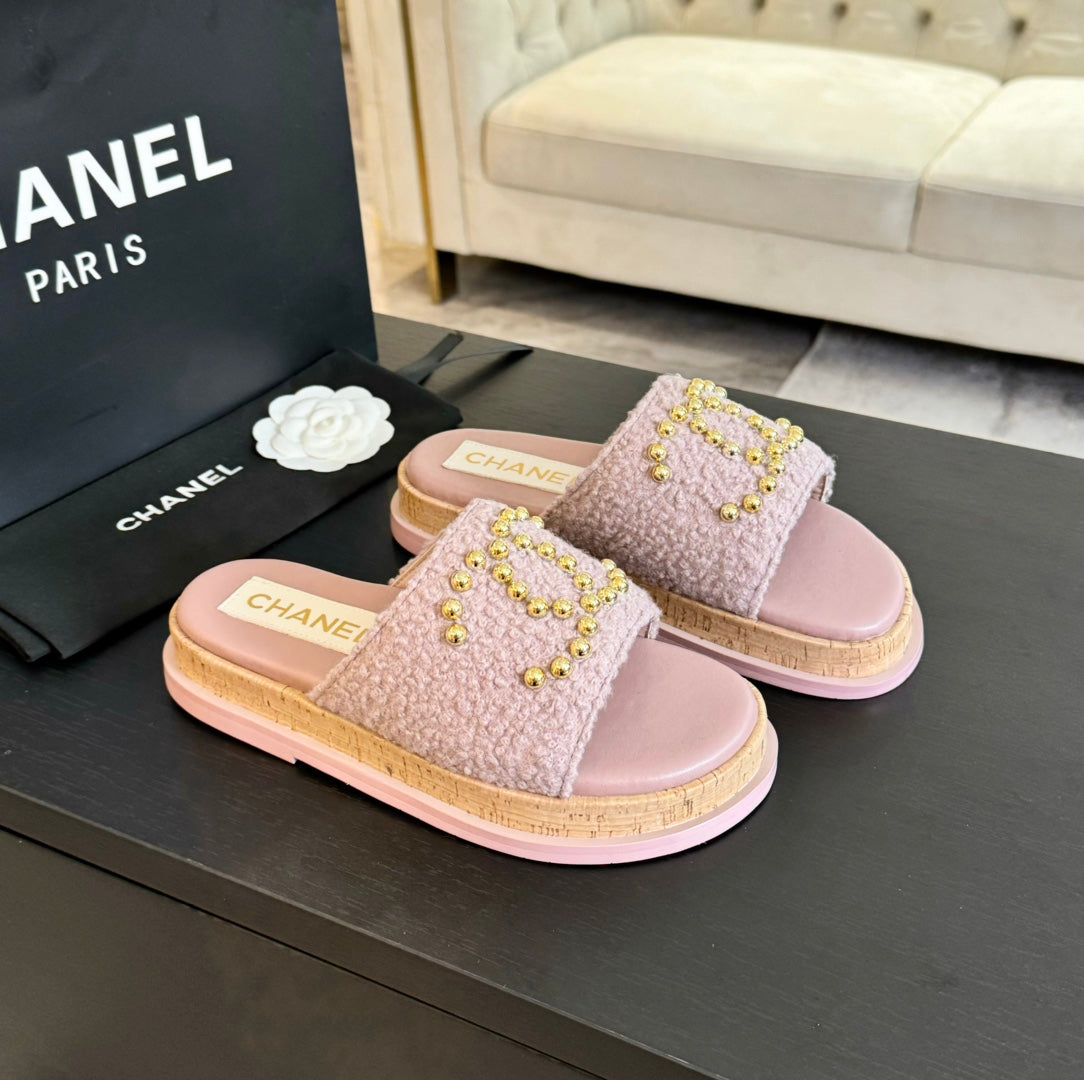 CC 25C Slippers Pink Satin Fabric 212977