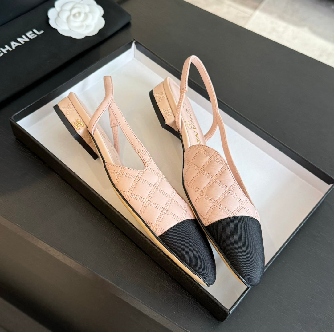 slingbacks flat nude calfskin embroidery