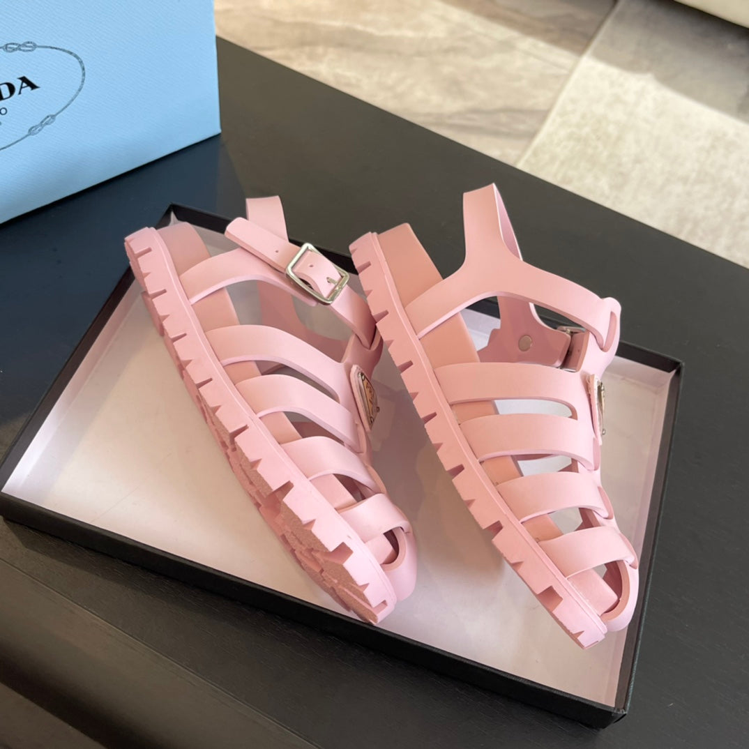 PRA RUBBER FISHERMAN SANDALS LIGHT PINK CALFSKIN
