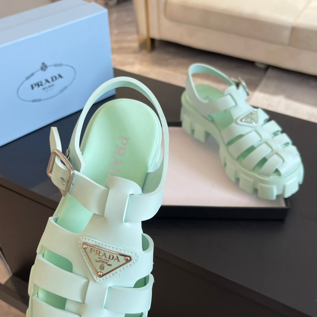 PRA RUBBER MONOLITH SANDALS MINT CALFSKIN