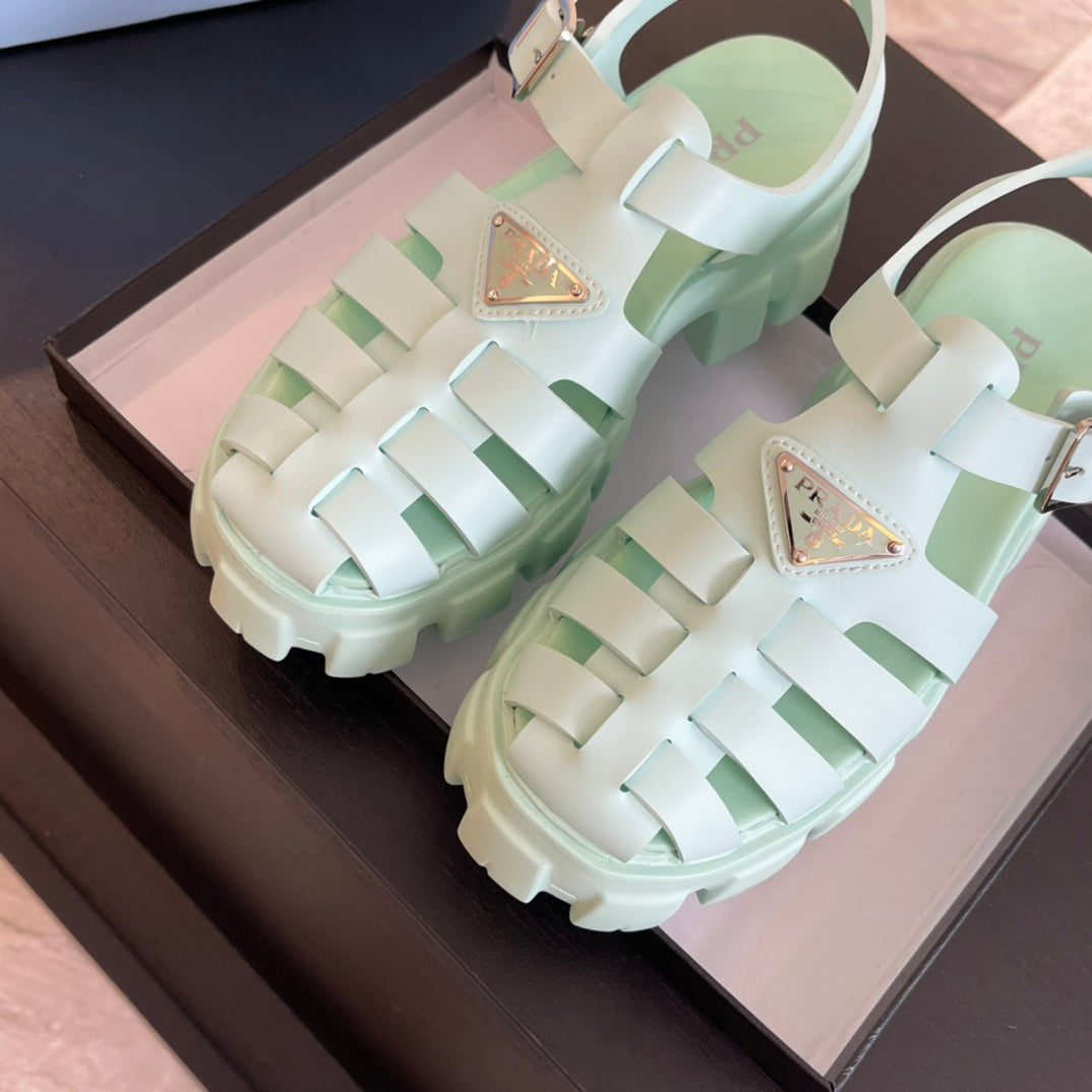 PRA RUBBER MONOLITH SANDALS MINT CALFSKIN