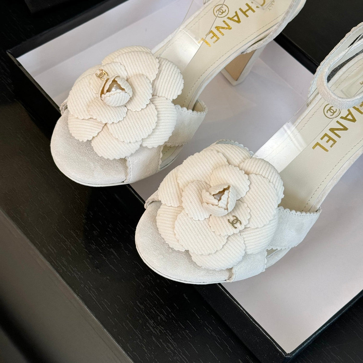 CC Sandals 80mm White Suede