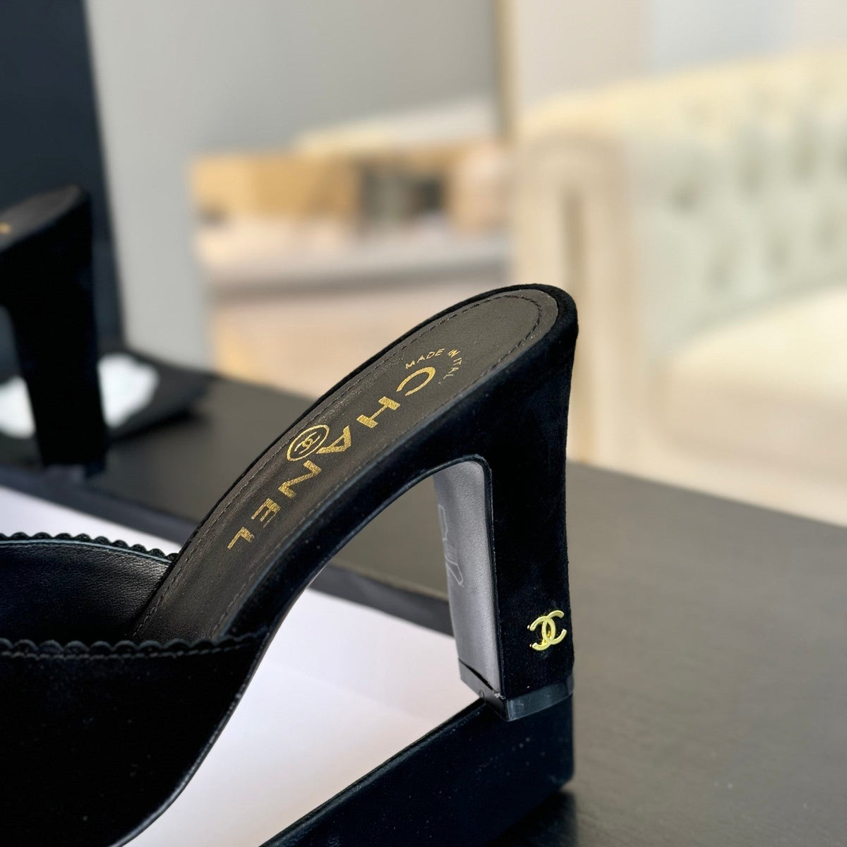 CC Mules 80mm Black Suede