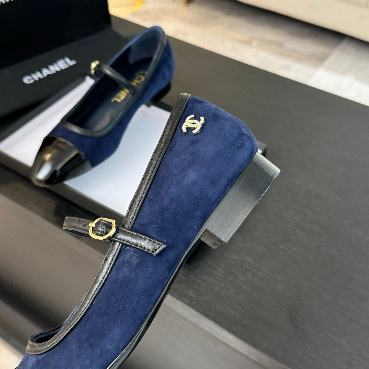 CC Mary Jane Black Dark Blue Suede