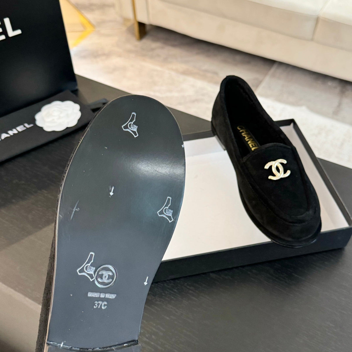 CC Moccasins Black Suede And Wool