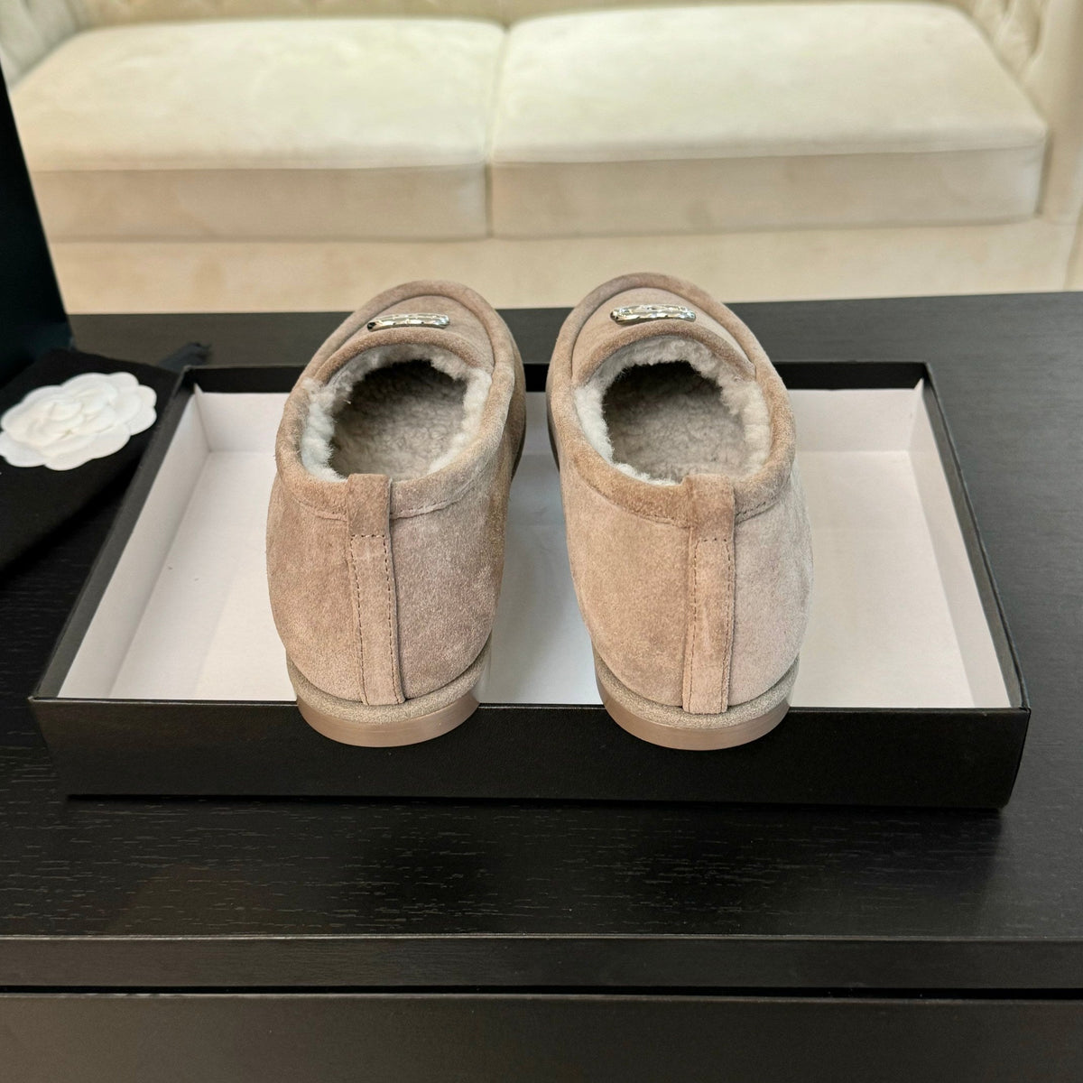 CC Moccasins Grey Suede And Wool