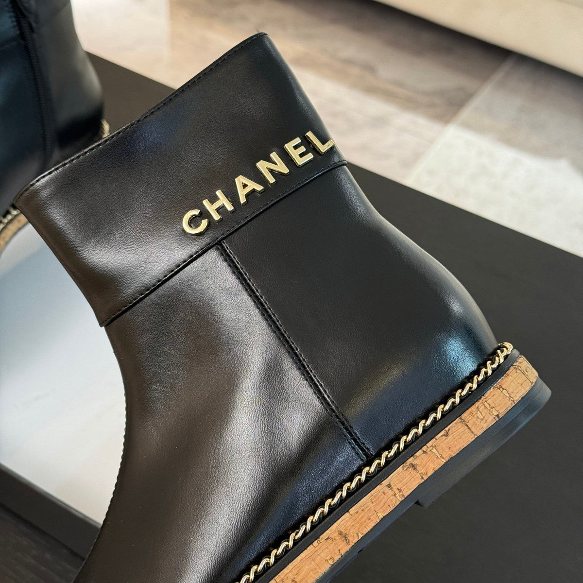CC Ankle Boots 20mm Black Chain Calfskin