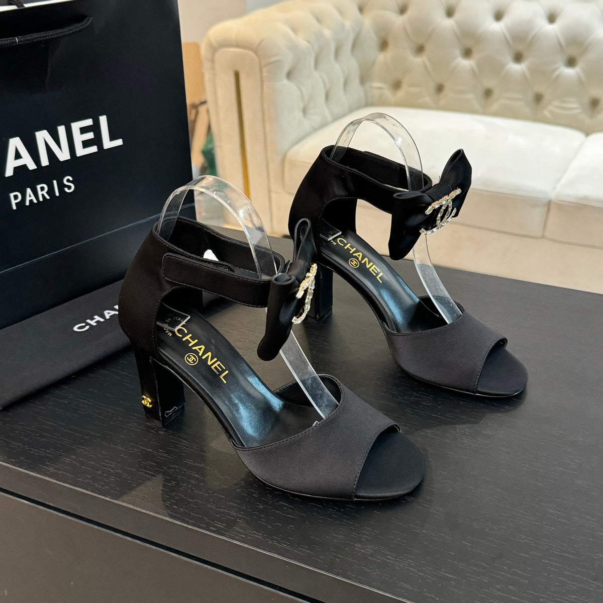 CC Sandals Black Windbreaker Fabric