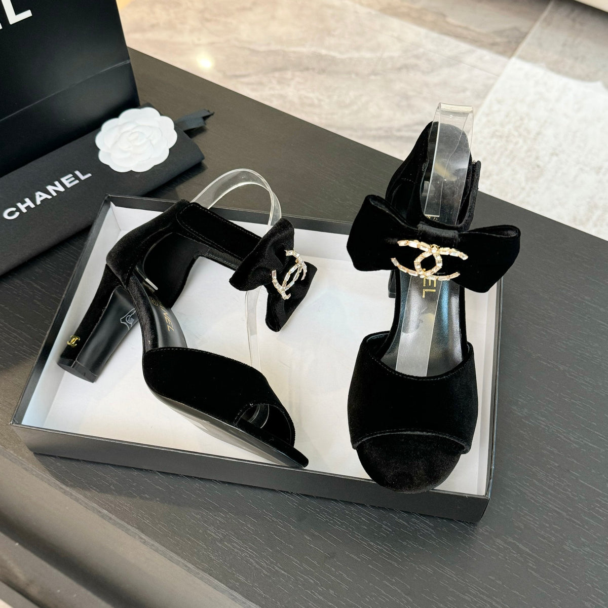 CC Sandals Black Velvet