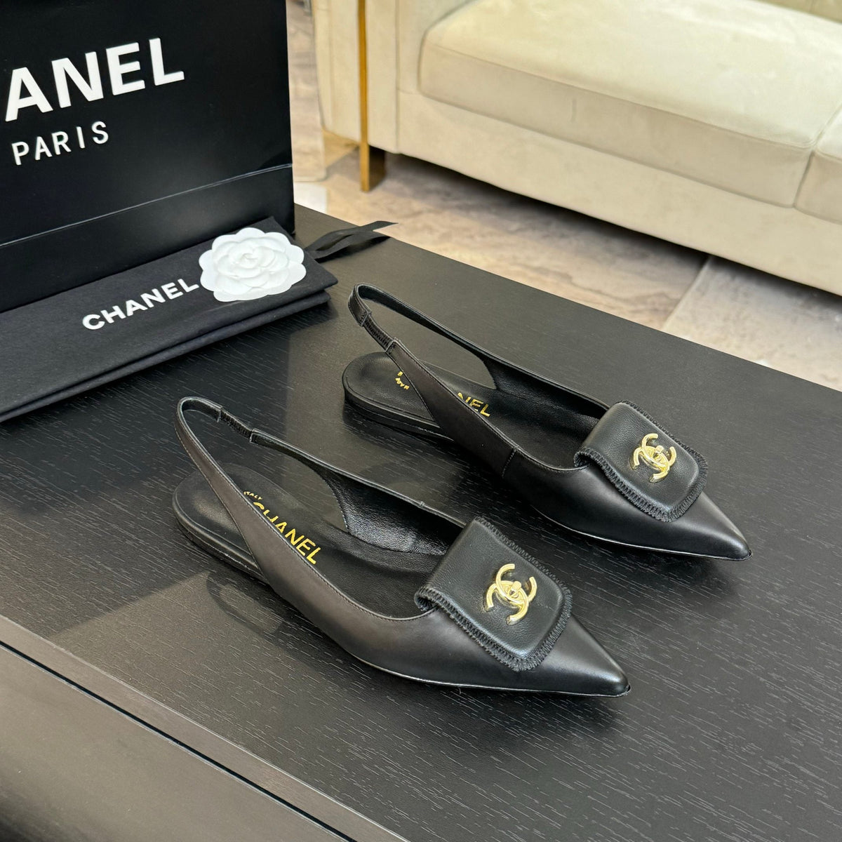 CC 25C Slingback Flat Black Genuine sheepskin 212949