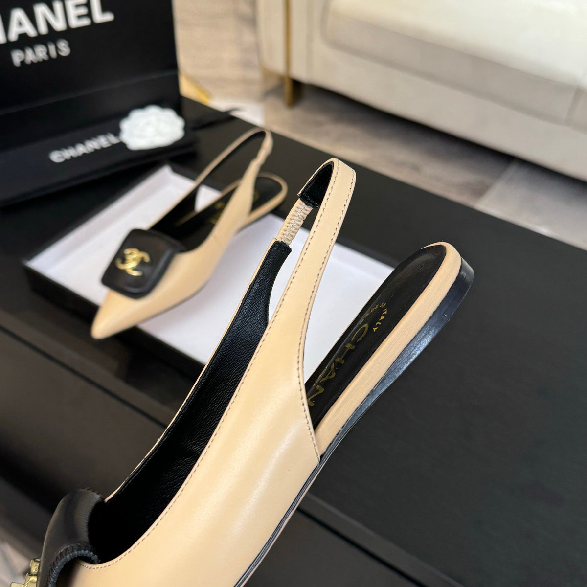 CC 25C Slingback Flat Cream Genuine sheepskin 212951