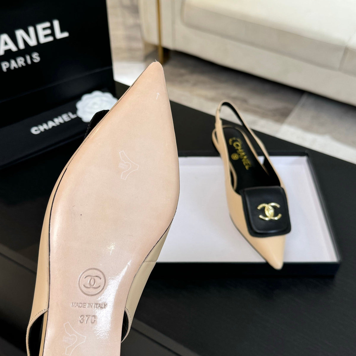 CC 25C Slingback Flat Cream Genuine sheepskin 212951