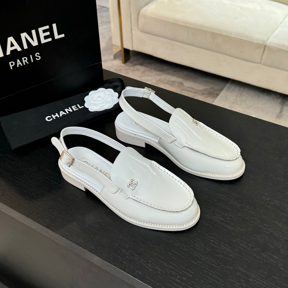 CC 25C Slingback Loafer White Patent Leather