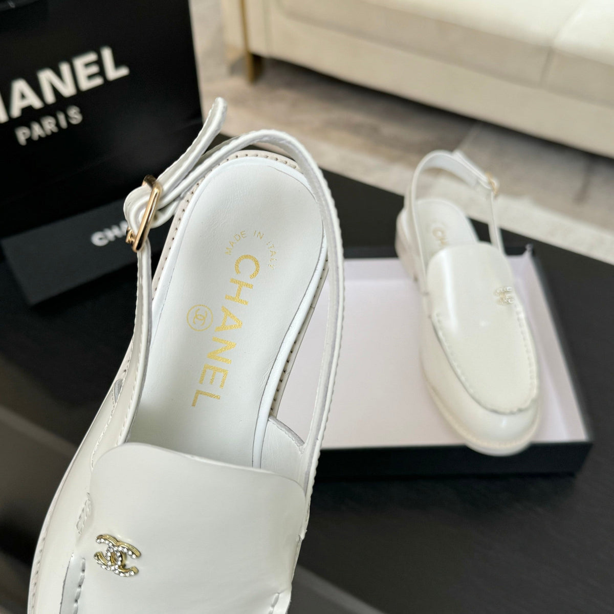 CC 25C Slingback Loafer White Patent Leather