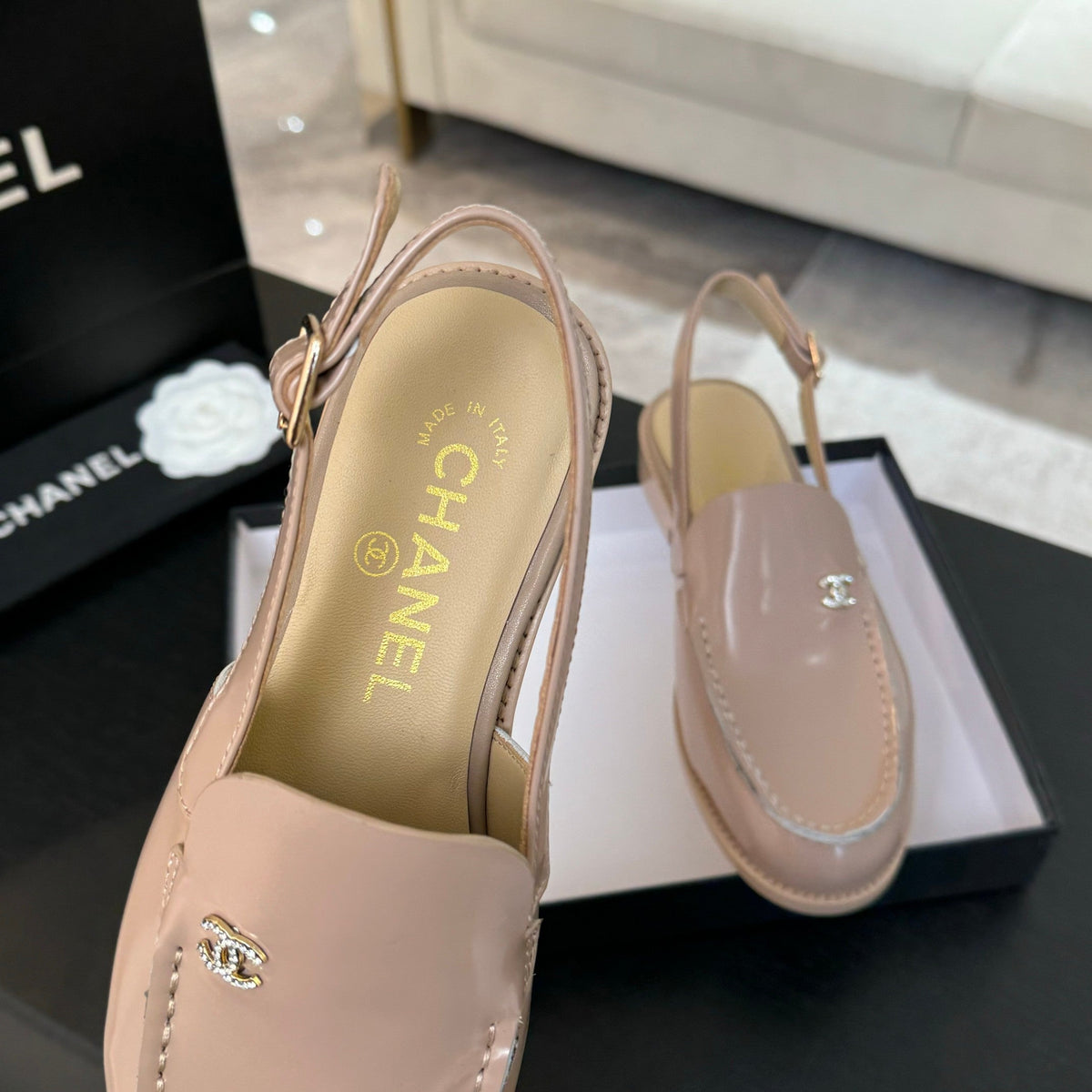CC 25C Slingback Loafer Beige Patent Leather