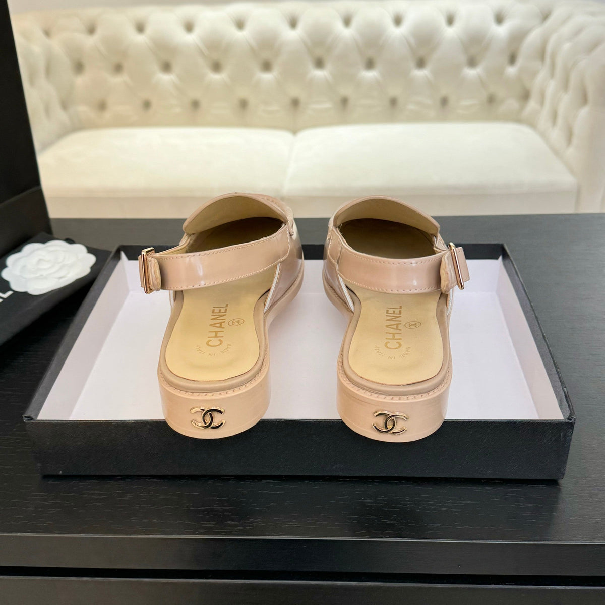 CC 25C Slingback Loafer Beige Patent Leather