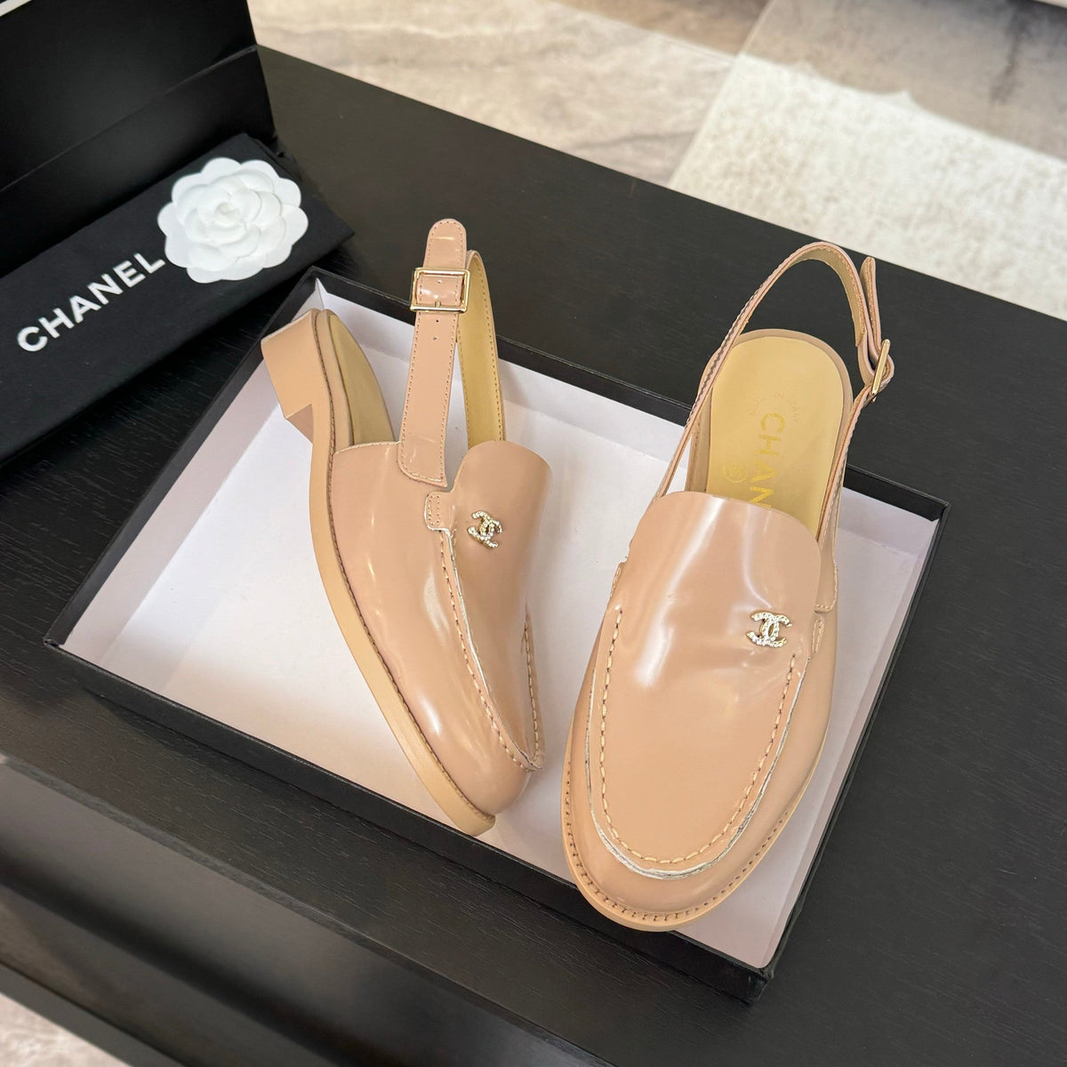 CC 25C Slingback Loafer Beige Patent Leather
