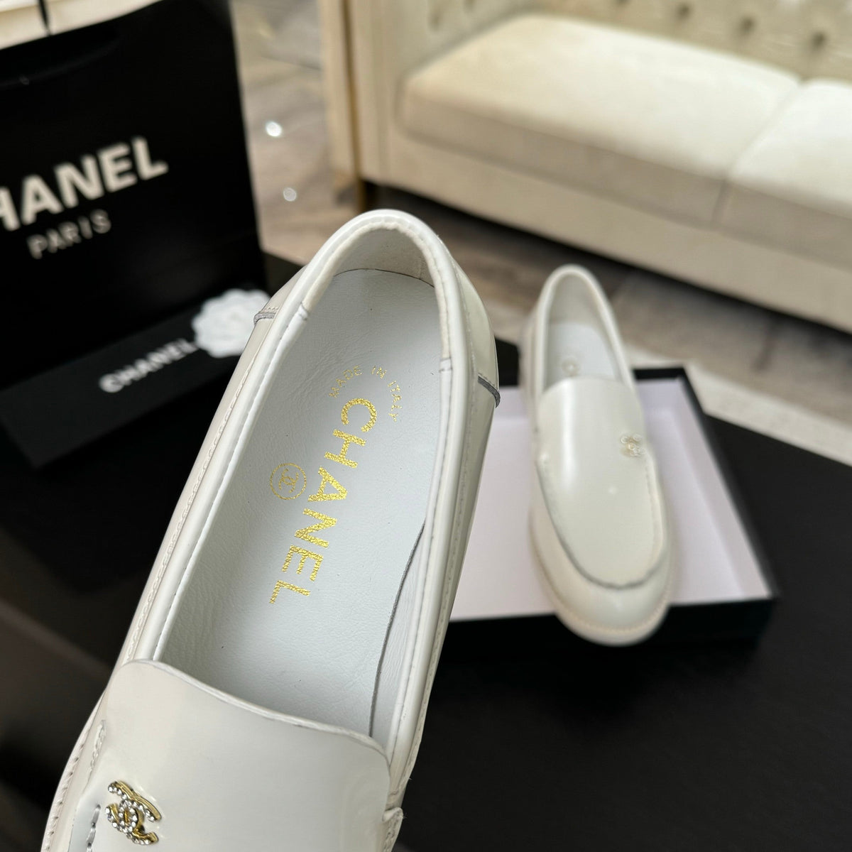 CC 25C Moccasins Black Patent Leather