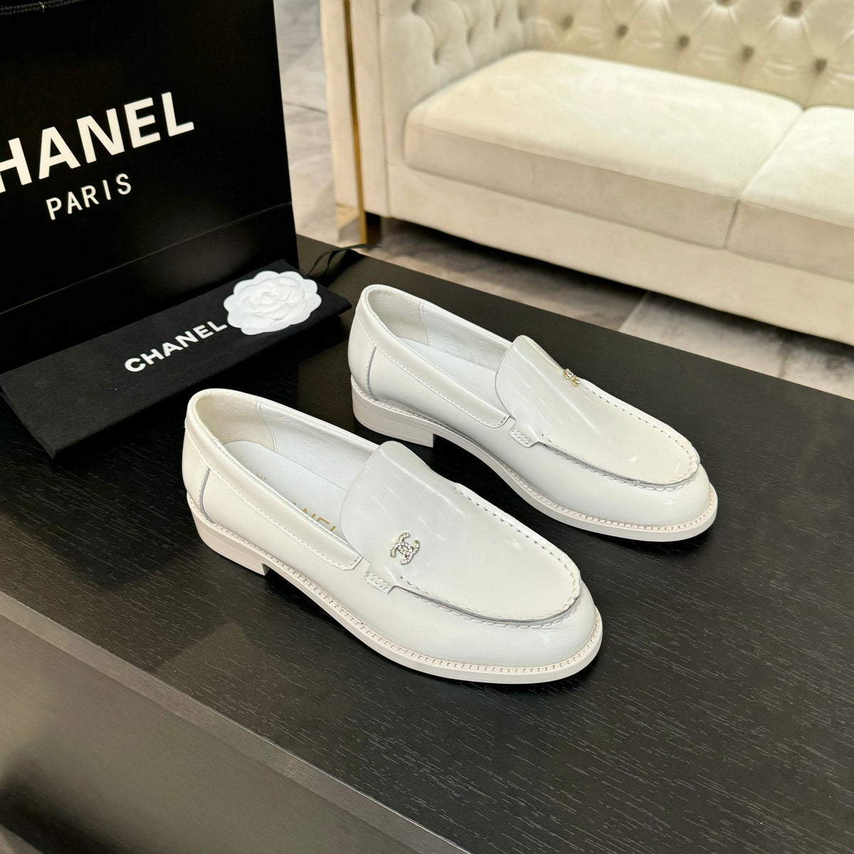 CC 25C Moccasins Black Patent Leather