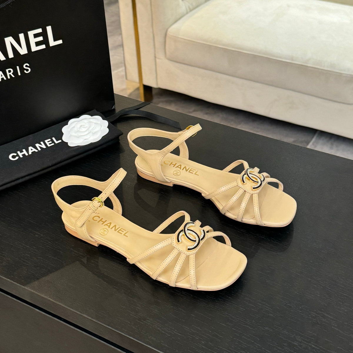 CC 15mm Sandal DarkCream Sheepskin  212923