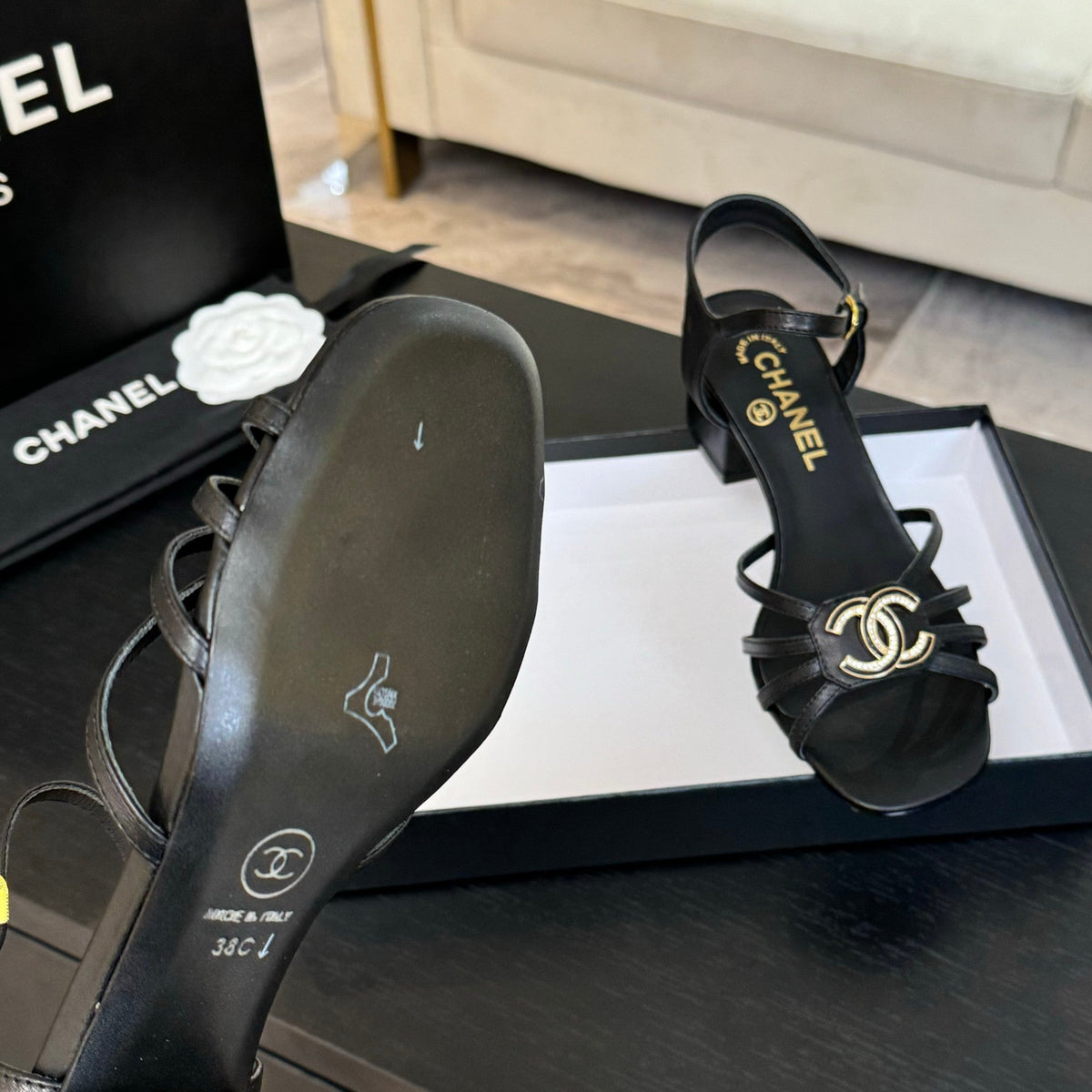 CC 45mm Sandal Black Sheepskin 212926