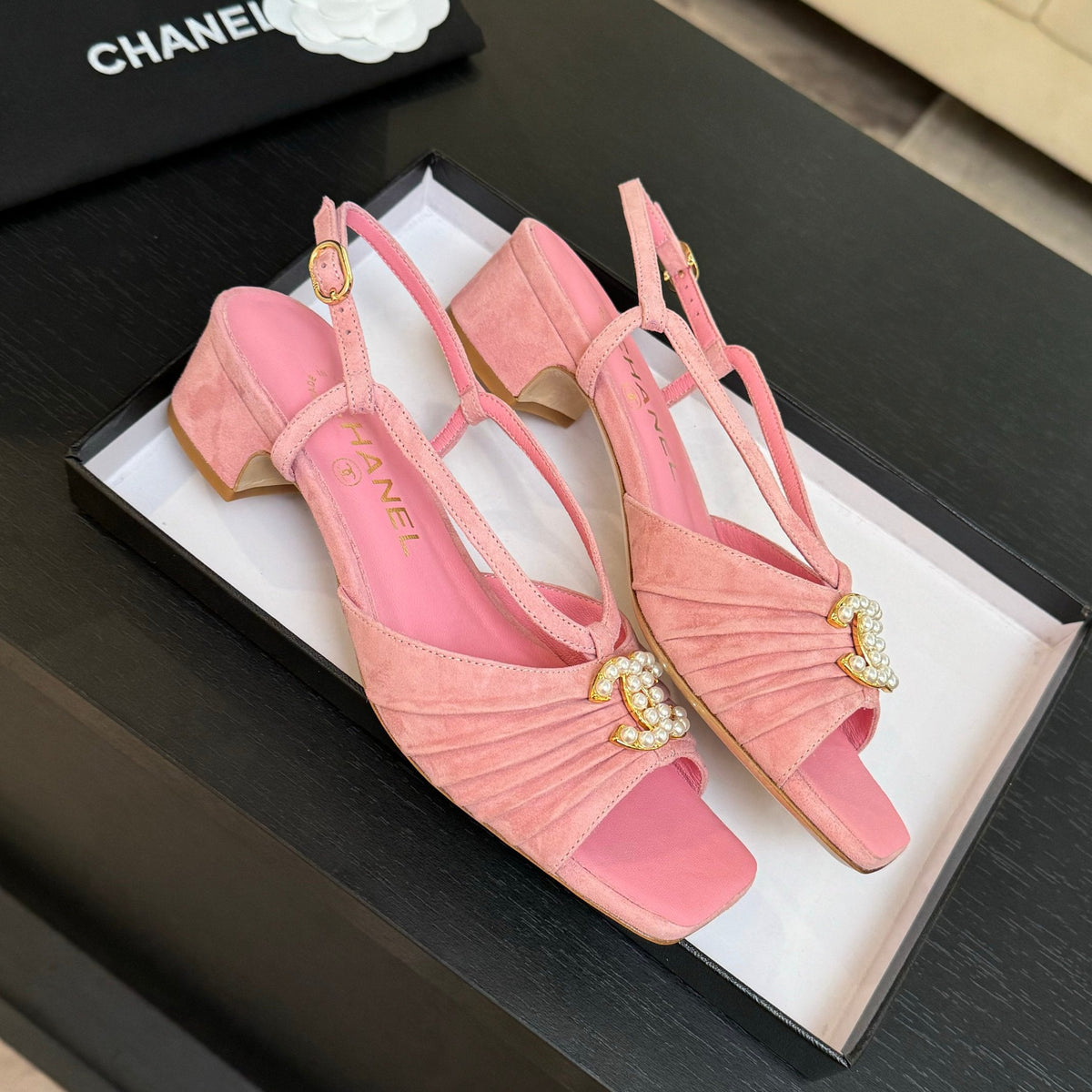 CC 25S Sandal Heel 50mm Pink Kidskin