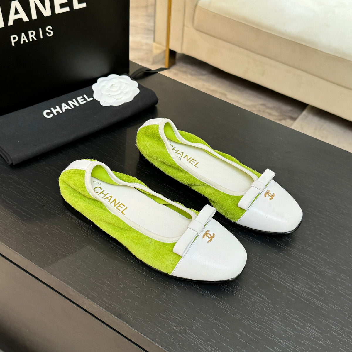 CC Ballet Flats Green Cowhide 313472