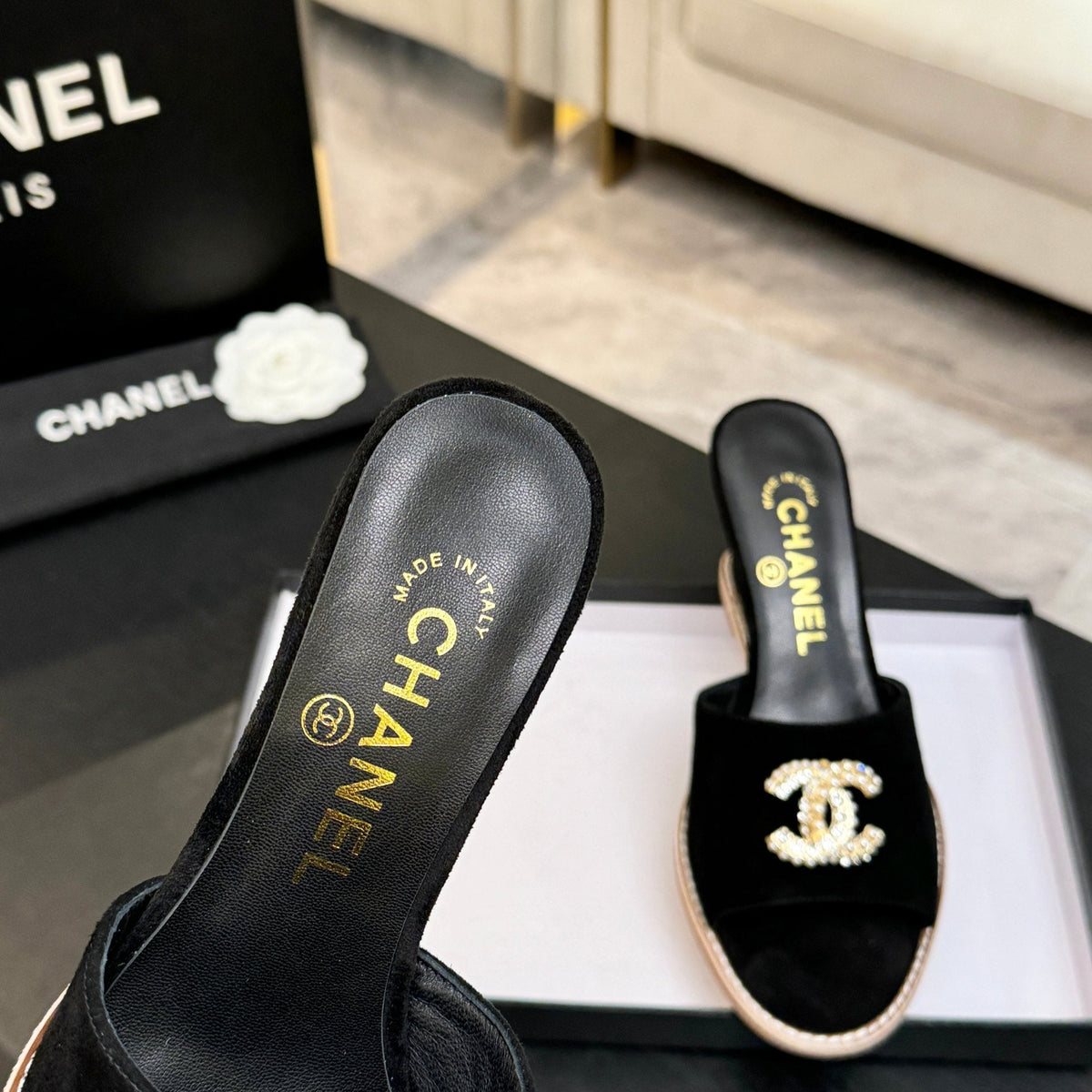 CC 2026 Wedge Sandals 65 Black Suede 667770