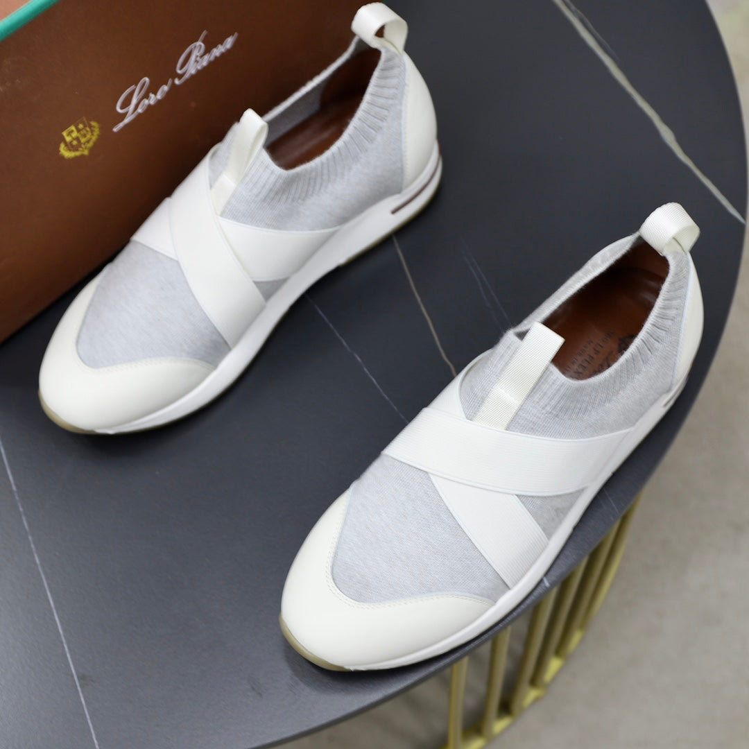 LP 360 KNITTED CASUAL SNEAKERS WHITE AND PALE GRAY WOOL