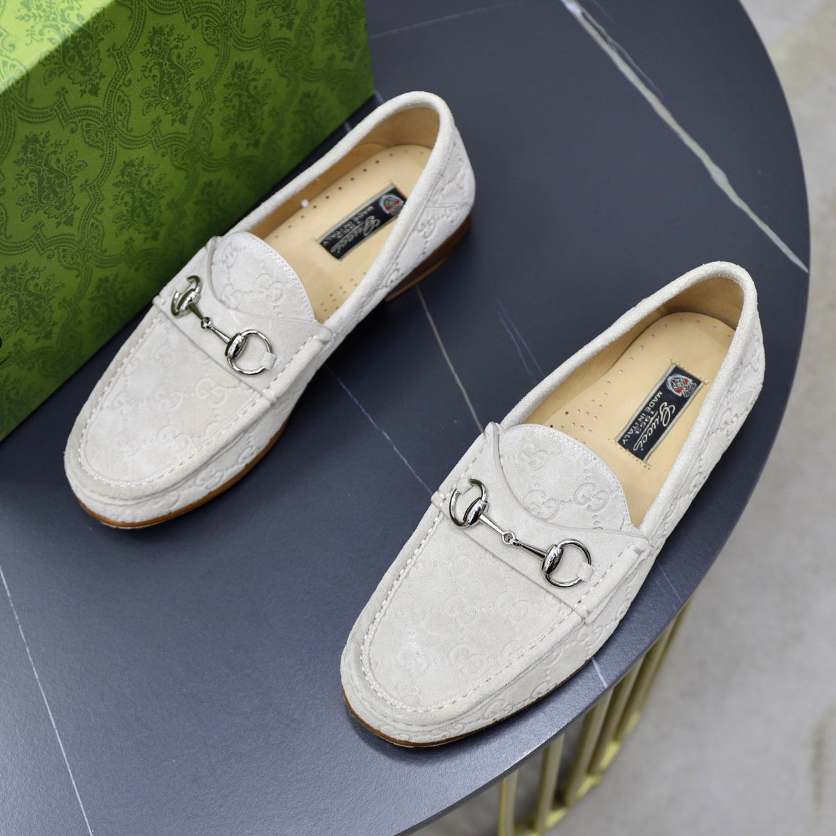 GG Men's Horsebit Loafer Grey Suede 600388