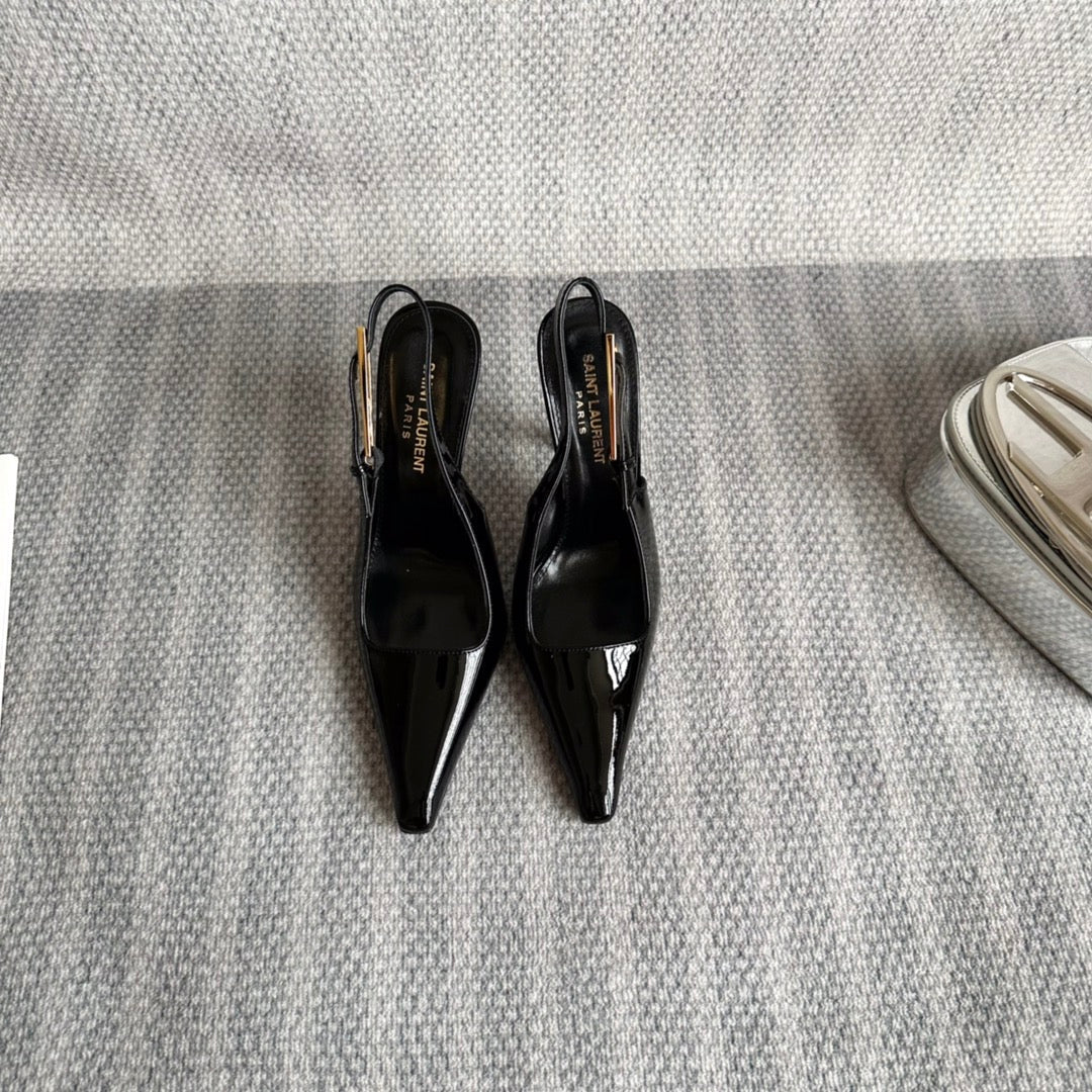 LEE SLINGBACK PUMPS 105 IN BLACK PATENT LEATHER