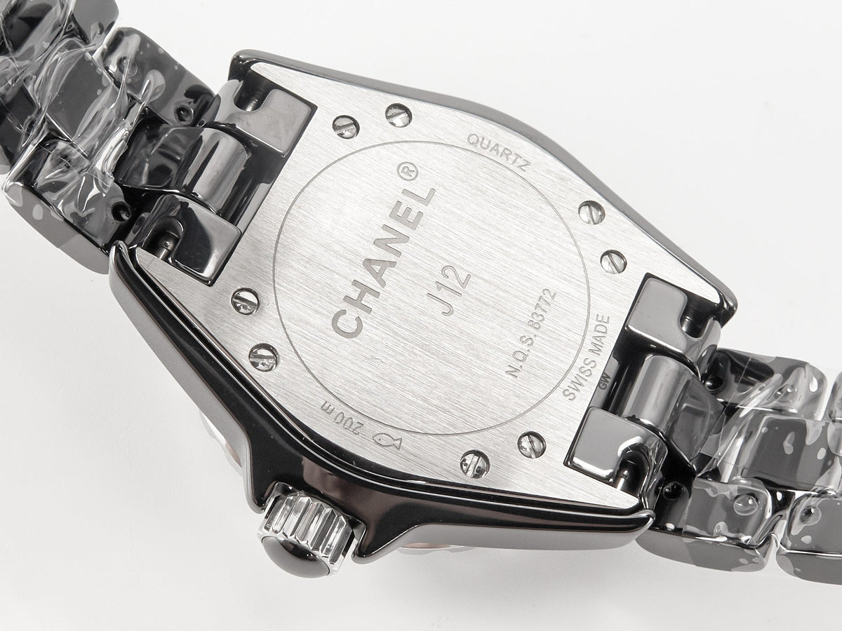 J12 Date Quartz Black Ceramic Diamond Numerals Black Dial