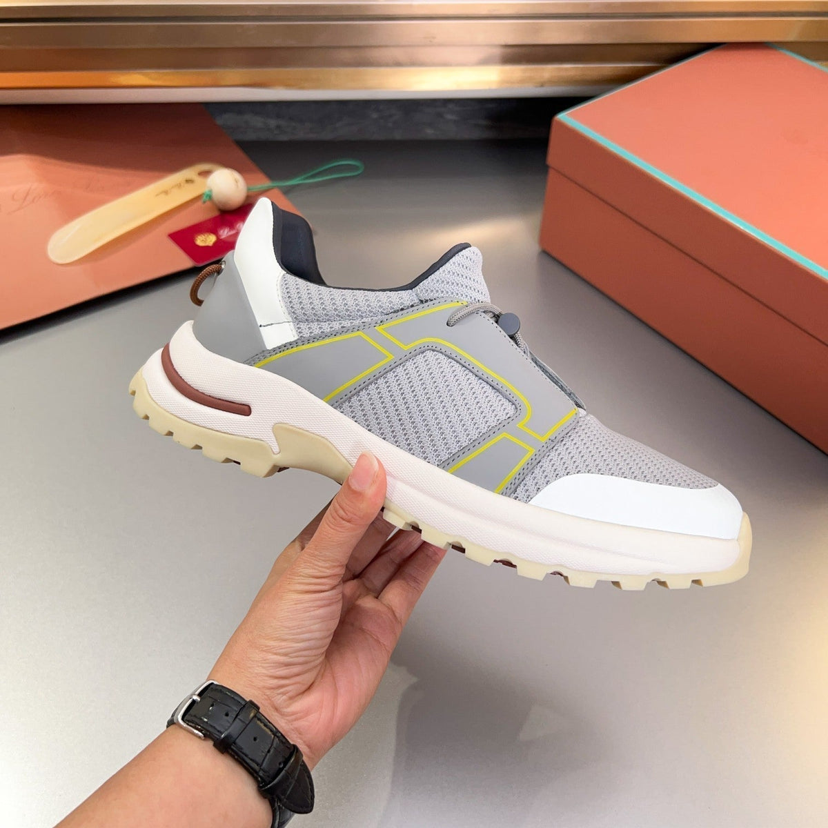 LP TRAIL HIKER WALK SNEAKER LIGHT GRAY MESH BREATHABLE