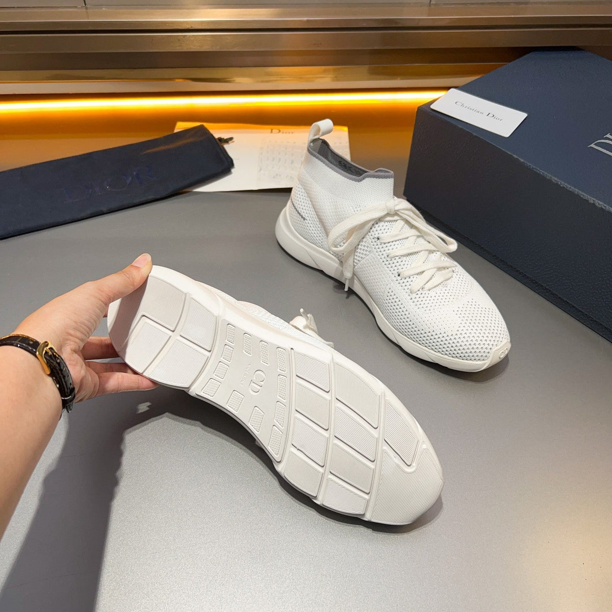 CD B21 LOW TOP KNIT SNEAKER WHITE FABRIC