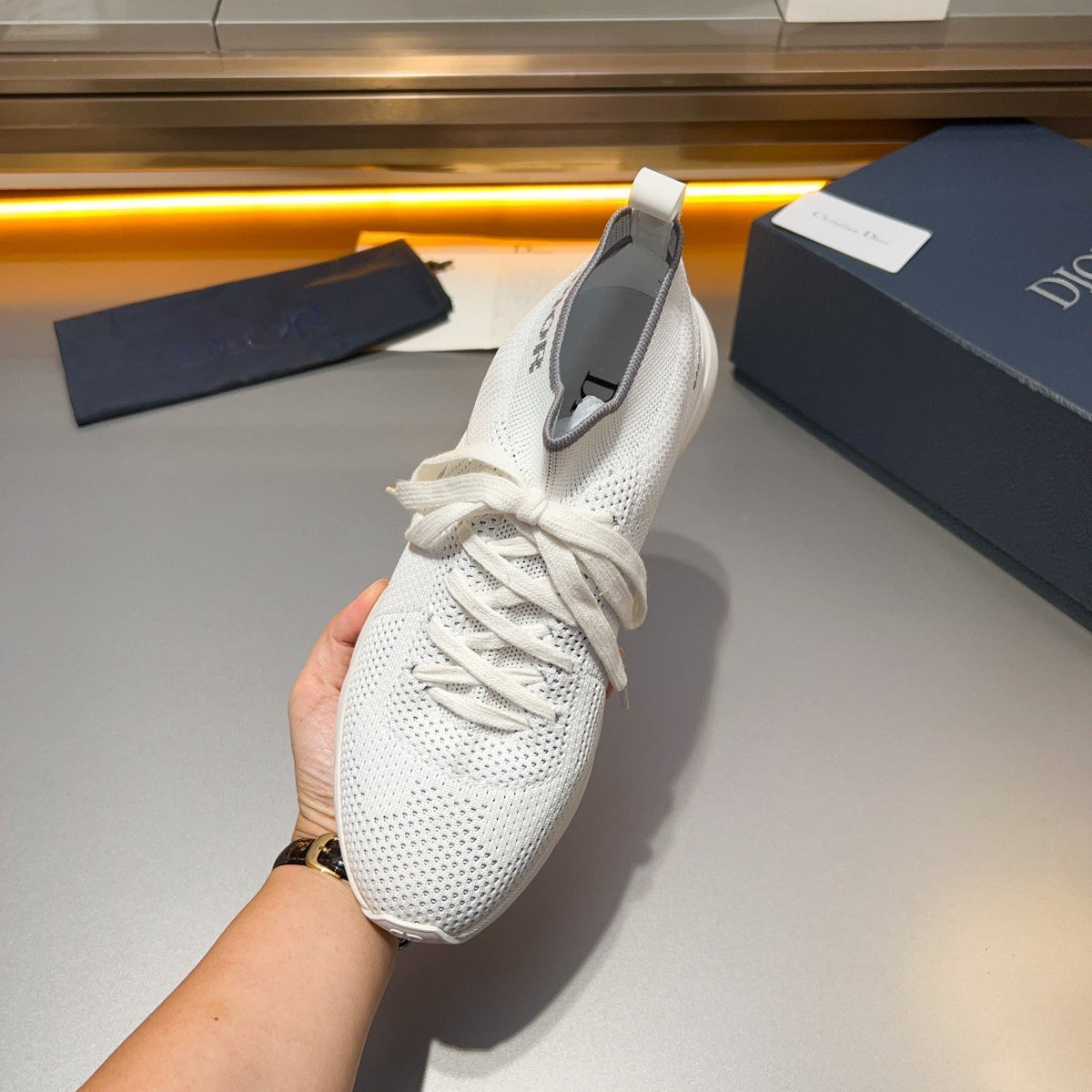 CD B21 LOW TOP KNIT SNEAKER WHITE FABRIC