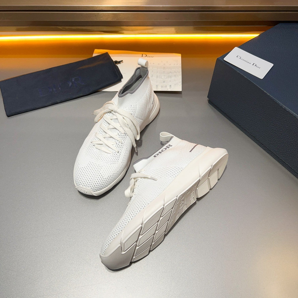 CD B21 LOW TOP KNIT SNEAKER WHITE FABRIC