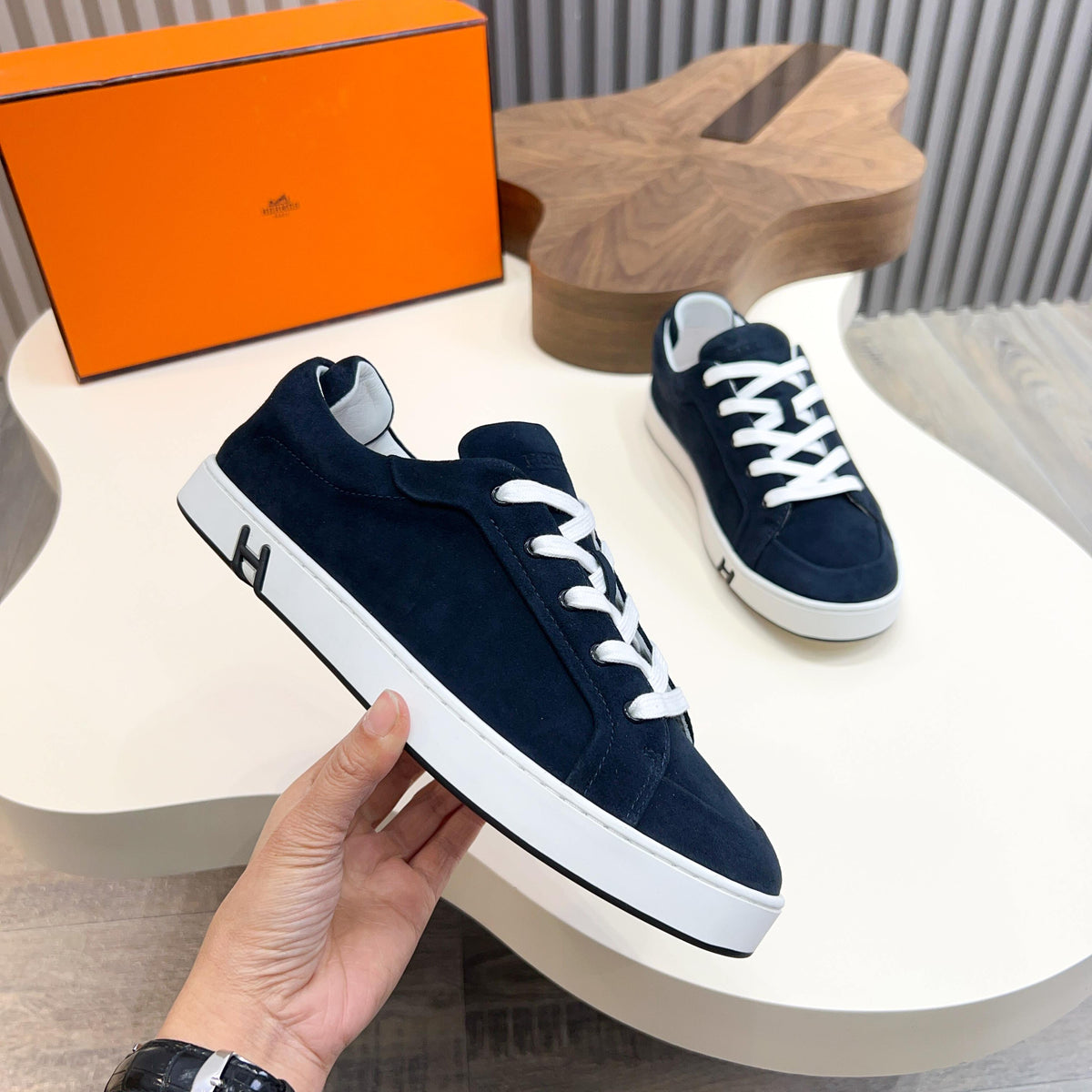 HM Men's Sneaker Navy Blue Suede 602545