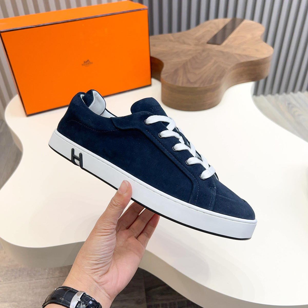 HM Men's Sneaker Navy Blue Suede 602545