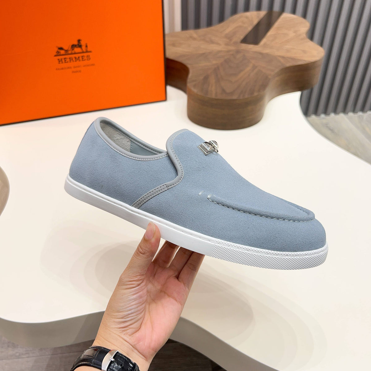 HM Men's Jour Loafer Pastel Blue Suede 687432