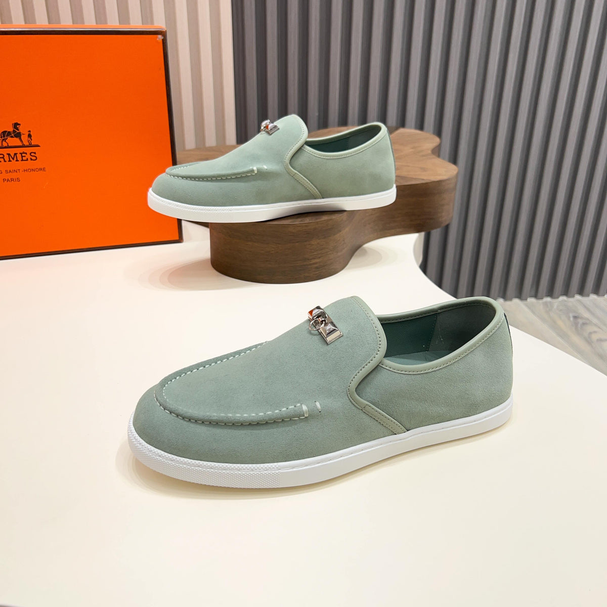 HM Men's Jour Loafer Pastel Green Suede 687434