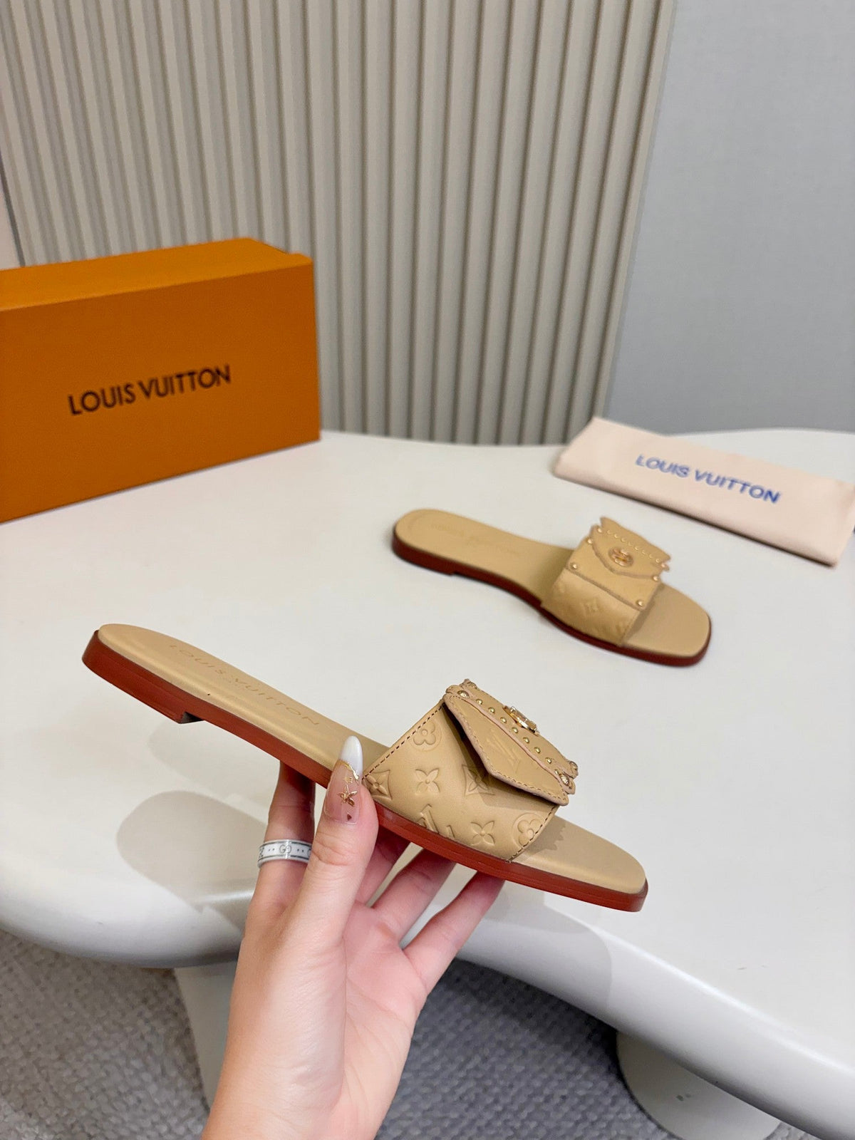 Louis Vuitton 2026 Frame Flats Mules Calfskin Leather 780573