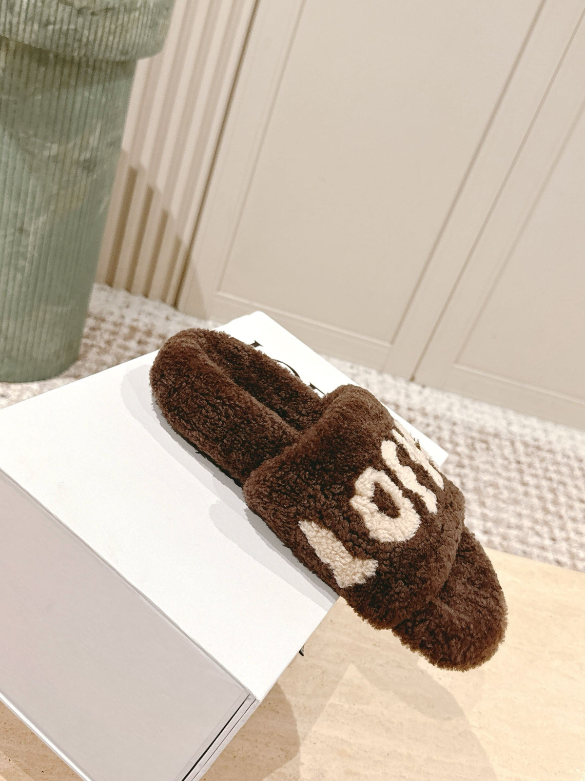 Loewe 2025 Fur Slipper Brown Beige Wool 556013