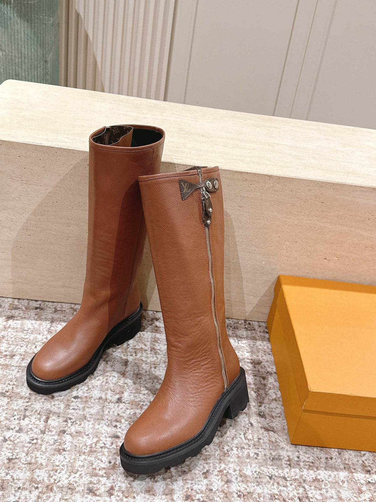 LV 25 Martin Boots Tan Brown Cowhide 576916