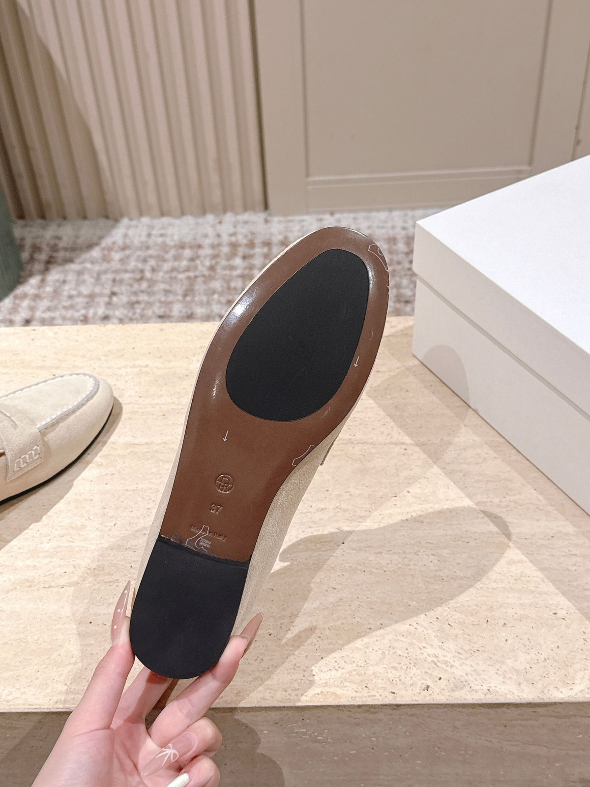 The Row 2025 Loafer Light Beige mix Black Suede 556141