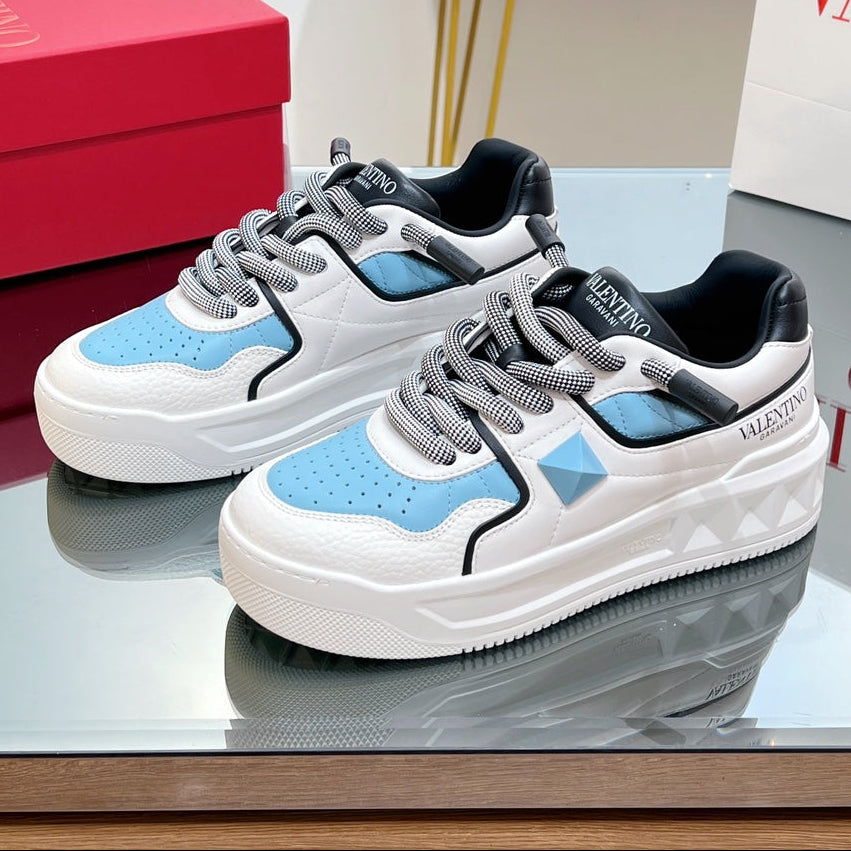 VT 2025 Garavani Sneakers White Black Blue Cowhide 546975