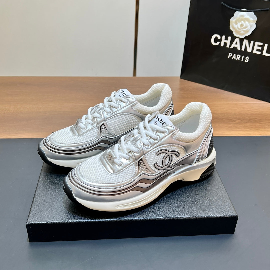 CC Sneaker In White Mesh Fabric Print Logo 149838