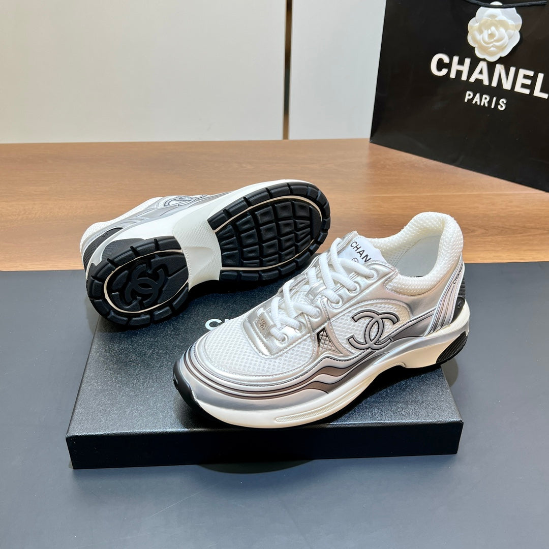 CC Sneaker In White Mesh Fabric Print Logo 149838