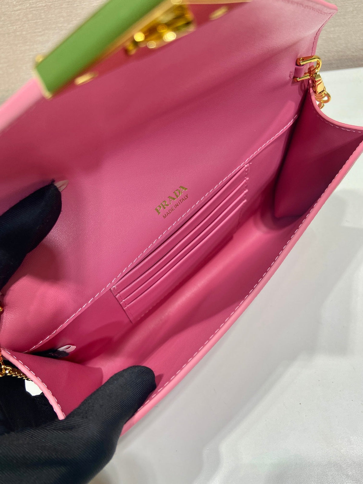 PRA Cross pattern envelope bag pink leather 341153