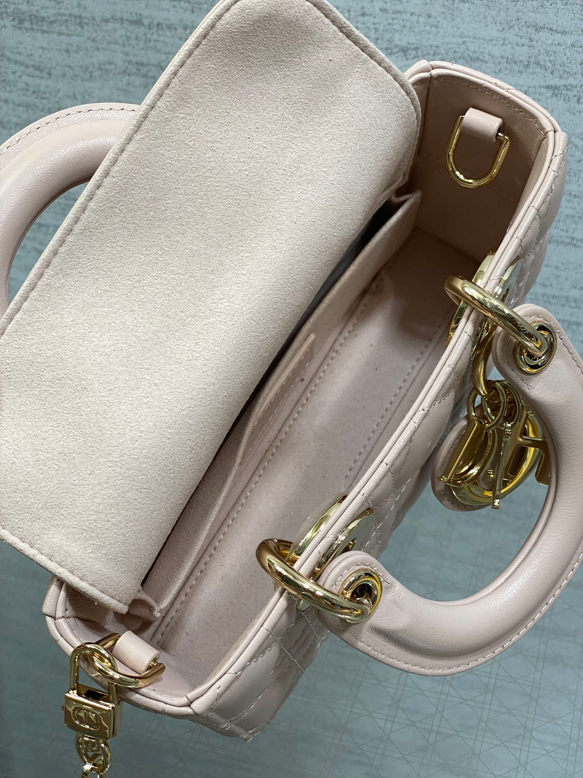 Dior 2026 Micro Lady D-Joy Bag 19cm Powder Pink Cannage Lambskin