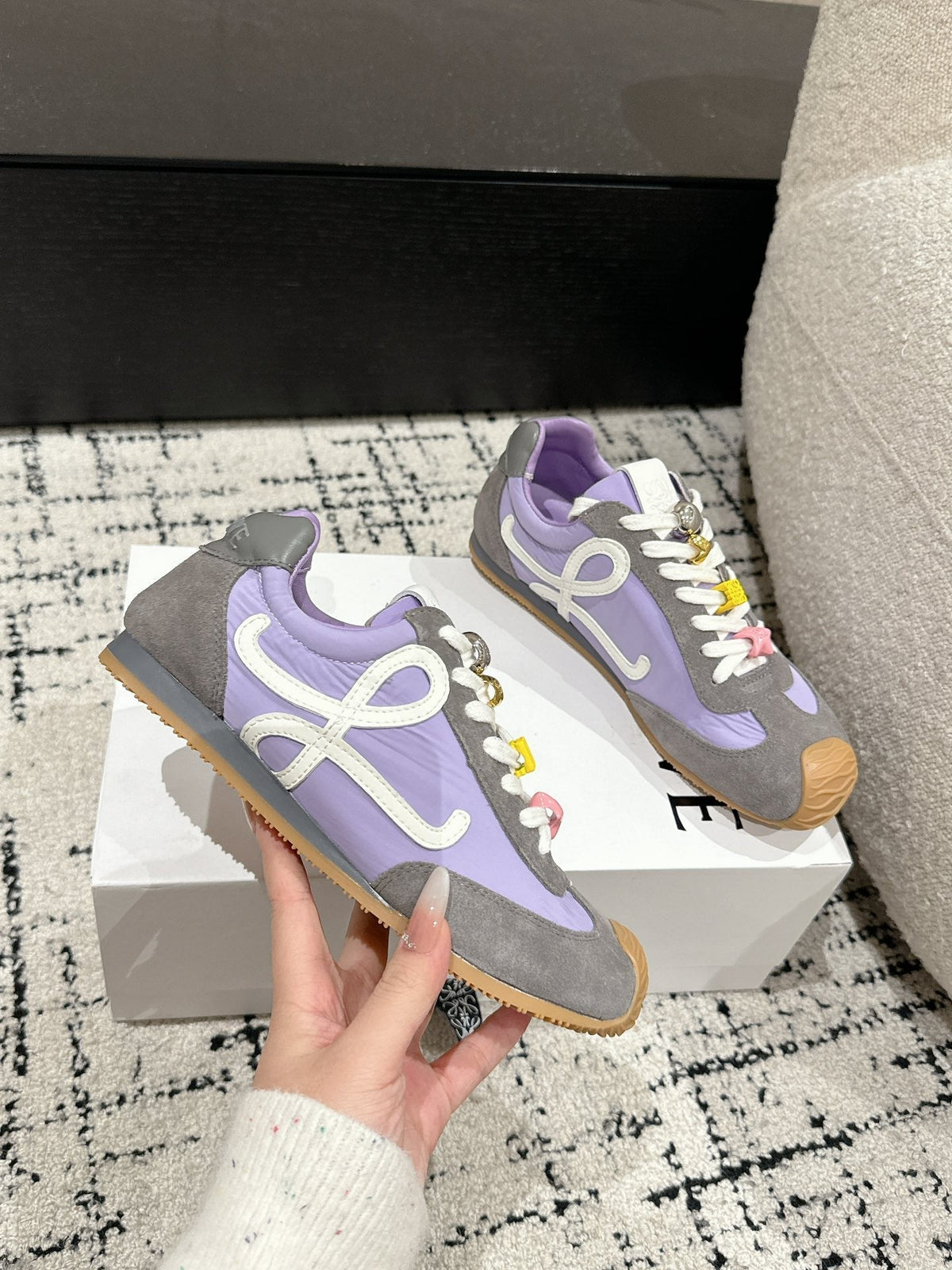 Loewe 25 Ballet Runner 2.0 Sneaker Grey Purple Nylon Sheepskin
